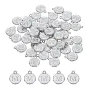 50 Pcs Alphabet M Enamel Letter Charm Enamel Initial Charm White