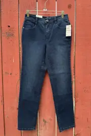 Style & Co Slim Leg High Rise Tummy Control Jeans Dark Blue 2 Petite Preston