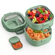 Double Layer Kid Bento Box,removable lunch box and stainless steel compartmen...