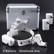 5W LED Dental Medical Headband Head Light with 2 Batteries White Aluminum Box US