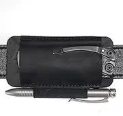 VIPERAED PJ33 Leather Knife Sheaths for Belt, Pocket Knife Holster, Pocket Knife Sheath, Horizontal Leather Knife Belt Holder (Black)