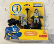 BATMAN & BATCYCLE Imaginext DC Super Friends MIP... OLD PACKAGING