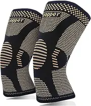 Copper Knee Brace for Meniscus Tear (2 pack) - Knee Compression Sleeves Support for Men & Women - Medical Grade Knee Pads for Running, ACL, Arthritis, Joint Pain Relief, working out (Medium)