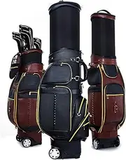 Golf Travel Bags, High-End Waterproof Leather Golf Cart Bag, Golf Bag Storage, 4 Universal Wheels, Lightweight and Easy to Maneuver, Hard Shell Top, Lightweight Portable Golf Bag, Air Consignment
