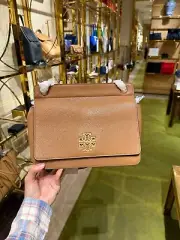 Tory Burch Britten Flap Shoulder Bag Color tan + free Tory dust bag