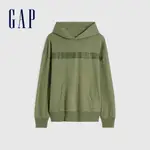 GAP 男裝 LOGO寬鬆帽T 碳素軟磨法式圈織系列-綠色(731818)