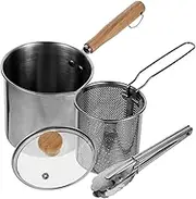 DONFAMDS 1Set Stainless Steel Deep Fryer with Food Tong Fry Pot for Home Restaurant Cooking Ergonomic Design Easy to Clean for Parties and Daily Use