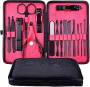 Nail Clippers Kit Manicure Set Stainless Steel Nail Scissors Grooming Kit Portable Travel Facial Cuticle and Nail Care (Color : Rose red)