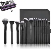 15Pcs Pro Makeup Brush Set for Foundation, Blush, Eyeshadow & Contour | Ultra-Soft Synthetic Bristles, Hypoallergenic | Solid Wood Handles, with Travel Case – Perfect for Daily Use & Travel