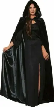 Underwraps Velvet & Satin Witch Wizard Halloween Gothic Cosplay Cloak Cape 30472