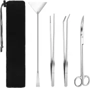 Aquarium Tools Kit,4 in 1 Long Stainless Steel Tweezers Scissor Spatula Multi Fu