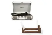 Crosley Cruiser Bluetooth Portable Turntable - White Sands + Bundled Crosley Record Storage Display Stand