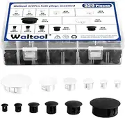 320Pcs 6 Sizes Nylon Hole Plugs Assorted Set, 1/5" 1/4" 5/16" 3/8" 1/2" 1" Snap-in Screw Covers, Flush Type Panel Knockout Locking Button Plugs for Cabinet Furniture Cupboard Shelves