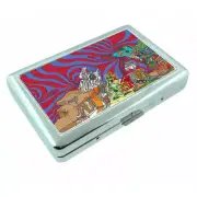 Abstract Alien Art Em1 Silver Metal Cigarette Case RFID Protection Wallet