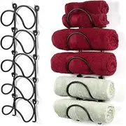 5 Layers Bathroom Towel Rack, Towel Rack with Hook, Wall Mounted Bathroom Towel Rack, Multi-Functional Wall Black Iron Wine Rack, Red Wine Rack, Wine Bottle Rack Wine Display Rack (1pcs)