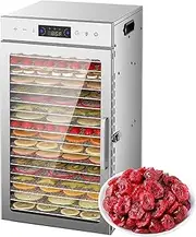 18 Tray Large Food Dehydrator Machine, 800W Quick Drying, Stainless Steel Dehydrator Machine with Double Fan, 24H Timer, 35°-90° Temperature Control and LED Display, Food Dehydrator for Beef, Herbs