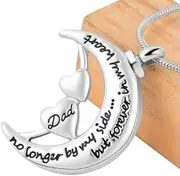 DOTUIARG Cremation Jewelry no Longer by My Side Forever in My Heart Moon urn Necklace Keepsake Waterproof Memorial Pendant for mom dad