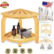 Multi-Functional Corner Shower Stool with Storage Shelf - Waterproof & Sturdy