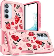 Phone Case for Samsung Galaxy A54 5G Pink Strawberry Samsung A54 5G Case 6.8 Inch Samsung Galaxy A54 Cover Heavy Duty Silicone Rugged Shockproof for Samsung A 54 Protective Cover