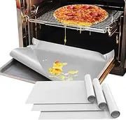 Demiwise 3 Pack Silver Oven Liners for Bottom of Oven, 16x24 Inch Thick Heavy Duty Non Stick Teflon Oven Mats, BPA and PFOA Free Reusable Oven Liners for Bottom of Electric Oven