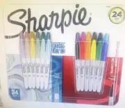 (24 MAKERS) ASSORTED COLOR SHARPIE FINE POINT PERMANENT MARKERS, NON-TOXIC