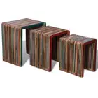 vidaXL Nesting Table Set 3 Pieces Colourful Reclaimed Teak 2BB