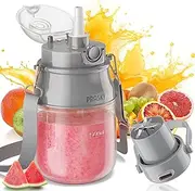 Portable Blender, Personal Blender for Shakes and Smoothies with 27oz Cup, Lid and Shoulder Strap, Type-C USB Rechargeable, Dishwasher Safe Parts, BPA free, Gray Juice for Gym/Travel/Kitchen
