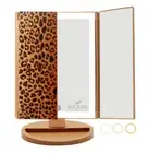 Lighted Makeup Vanity Mirror 2X 3X Magnification 72 LED Lights Trifold Leopard
