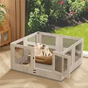 Large Dog Indoor Whelping Box, Tempered Glass & MDF