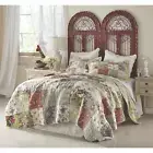BEAUTIFUL XXL VINTAGE CHIC PATCHWORK ROSE PINK GREEN BLUE BEDSPREAD QUILT SET