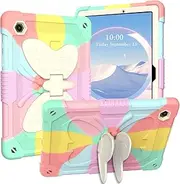 [ROUMAYMAY] for Samsung Galaxy Tab A9+ / A9 Plus 11 Inch 2023 Case with Kickstand Butterfly Wings, Protective Cover for Samsung Tab A9 Plus, Tablet Case with Stand Cute Kids Girls, Colorful Pink