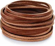 TeeLiy 3mm Flat Genuine Leather Cord, Leather Lace Strip Cord Braiding String for Jewelry Making, Leather Shoe Lace, Arts & Crafts (Brown2_5 Yards)