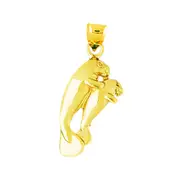 14K Gold Manatee and Calf Pendant