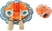 [Aditri Creation] Laddu Gopal Dress Cloth Bhagwan Poshak of God Krishna Kanhaiya Dev Vastra with Mukut for Metal Idol Statue for Indian Traditional Janmashtami Festival(Size:- 1-2 No.Dia- 10") Colour:- Orange with Blue