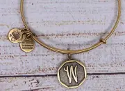 NEW NWT Alex and Ani Letter Initial W Charm Bangle Gold Bracelet