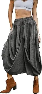 [Thaluta] Women's Boho Cotton Harem Pants Comfy Wide Leg Pants Amisha