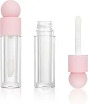 COSIDEA 30pcs Empty 5ml Pink lip gloss tubes with big wand large deo foot brush lipgloss tube container with ball shape cap