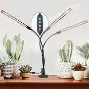 FECiDA Clip On Grow Lights for Indoor Plants, 27W, 3000 Lumens, Full Spectrum LED Plant Grow Light with Timer, White Aluminium