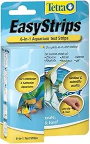Tetra EasyStrips 6-in-1 Aquarium Test Strips 25-Pieces, Measure 6 important water quality level, For Freshwater & Saltwater Aquariums