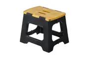 Vigar Compact Non Slip Bamboo On Top Foldable Stool Step Black 27cm 150kg