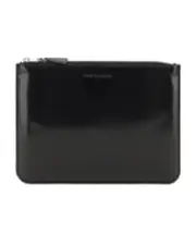 Comme des Garçons Wallet Logo Embossed Zipped Pouch One size Black
