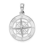 Sterling Silver De-Ani Rhodium-Plated Polished Nautical Compass Pendant
