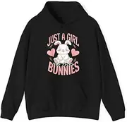 [X.Style] Just a Girl Who Loves Bunnies Rabbit Cute Bunny ds012 Hoodie Black S