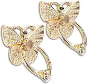Butterfly Glitter Bling Bling Phone Ring Holder, 2 Pack Sparkle Phone Ring Grip Artificial Diamond Stand,Rhinestone Cell Finger Ring for Phones,Pad