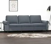 Luxurious 3-Seater Dark Grey Velvet Sofa – 180 cm Width | Comfy Padded Couch for Living Room, Apartment Spaces | Sturdy Metal Frame, Modern Design