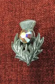 Scottish Thistle Outlander Brooch Pin Celtic Crystal Scotland Iona Silver Pewter