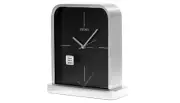 SEIKO QUARTZ STAINLESS STEEL BLACK DIAL SQUARE CLOCK QHE063SL