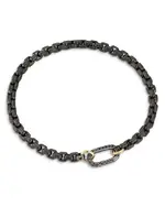 Walters Faith Men's Sterling Silver Diamond Clasp Saxon Chain Link Bracelet