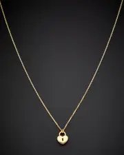 14K Italian Gold Petite Heart Lock Necklace