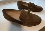 Stuart Weitzman Emma Bow Loafer Size 7. Espresso Sue Suede